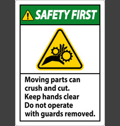 Safety First Moving Parts Can Crush And Cut Label