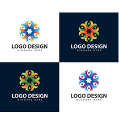 Team Work Logo Design People Abstract Modern