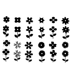 Flower Icon Set Black