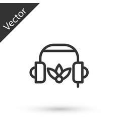 Grey Line Headphones For Meditation Icon Isolated