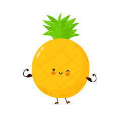 Cute Funny Pineapple Fruit Show Muscle