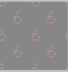 Gray Piggy Bank Seamless Pattern