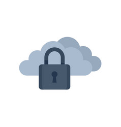 Locked Data Cloud Icon Flat Computer Lock