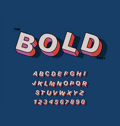 Modern bold font and alphabet vintage Royalty Free Vector