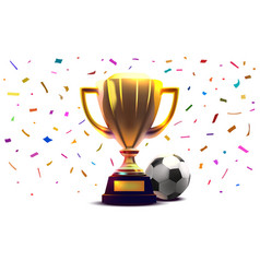 Golden Cup Of The Winner On The Football Field