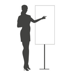 Businesswoman Pointing Board Silhouette