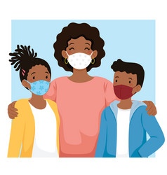 Black Family Wearing Face Masks