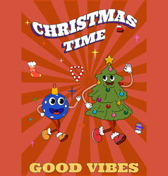 Poster Groovy Hippie Christmas Tree