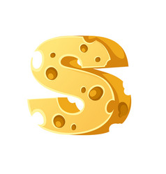 Cheese Letter S Style Cartoon Food Design Flat