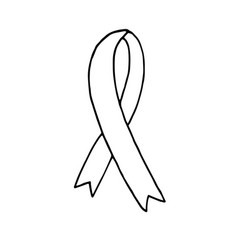 Hand Drawn Doodle Sketch Cancer Ribbon