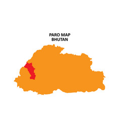 Paro State And Regions Map Highlighted On Bhutan