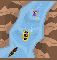 Rafting On River Top View