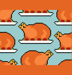 Roasted Turkey Pixel Art Pattern Seamless