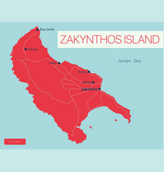 Zakynthos Island Detailed Editable Map