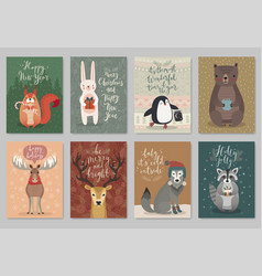 Cute forest animals set - chalkboard style cute Vector Image