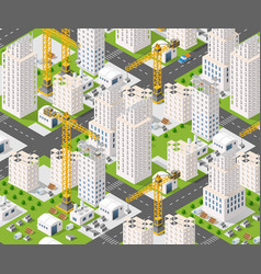 Construction site isometric composition Royalty Free Vector