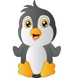 Cute penguin cartoon sliding on water Royalty Free Vector