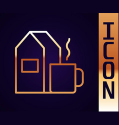 Gold Line Cup Of Tea With Milk Icon Isolated