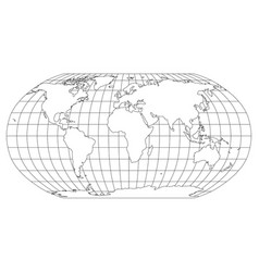 World map in robinson projection with meridians Vector Image