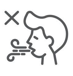 Difficulty Breathing Line Icon Dysnea And Covid19