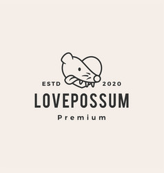 Love Possum Hipster Vintage Logo Icon