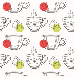 Seamless Pattern On The Fun Cups For Tea