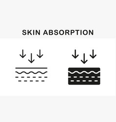 Skin Absorption Line And Silhouette Black Icon Set