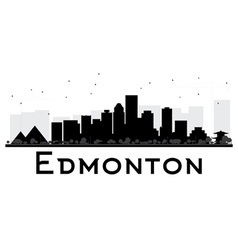 Edmonton City Skyline Black And White Silhouette