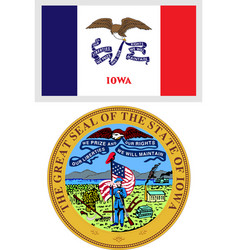 Iowa Us State Flag And Coat Of Arm Design