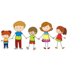 Three Kids Holding Hands Cartoon Character Hand