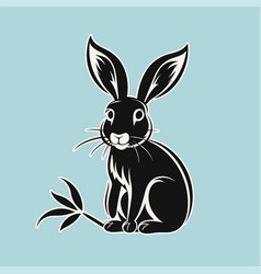 Black Rabbit Against Blue Background