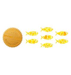 Fish School Icon Collage Of Golden And Metallic