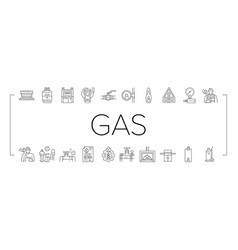 Gas Service Energy Power Fuel Icons Set