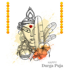 Hand Draw Sketch On Durga Puja Holiday