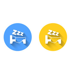 White Time To Sleep Icon Isolated With Long Shadow