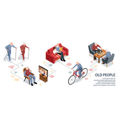 Isometric Old People Activity Infographic