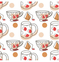 Seamless Pattern On The Fun Cups For Tea