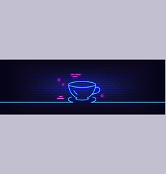 Tea Cup Line Icon Coffee Drink Sign Neon Light