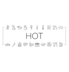 Hot Fire Lable Flame Tag Icons Set