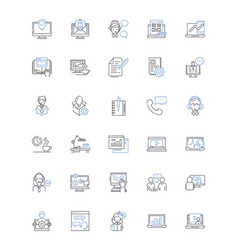 Laborers Line Icons Collection Hardworking