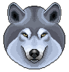 Pixel Grey Wolf Portrait Detailed Isolated