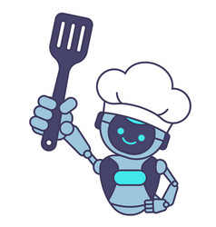 Robot Chef Holding Spatula Mascot