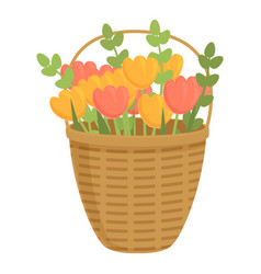 Gift Flower Basket Icon Cartoon Natural