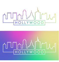 Hollywood California Skyline Colorful Linear