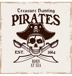 Pirates Emblem With Skull In Hat And Two