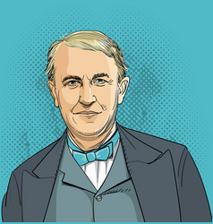 Thomas Edison Portrait In Line Art