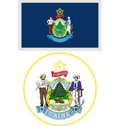 Maine Us State Flag And Coat Of Arm Design