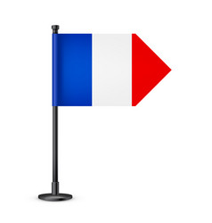 Realistic French Table Flag On A Black Steel Pole