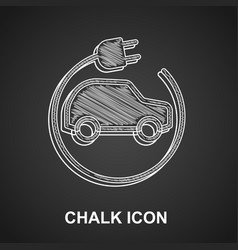 Chalk Electric Car And Electrical Cable Plug