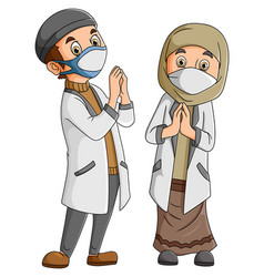 Couple Doctor With The Mask In Eid Mubarak